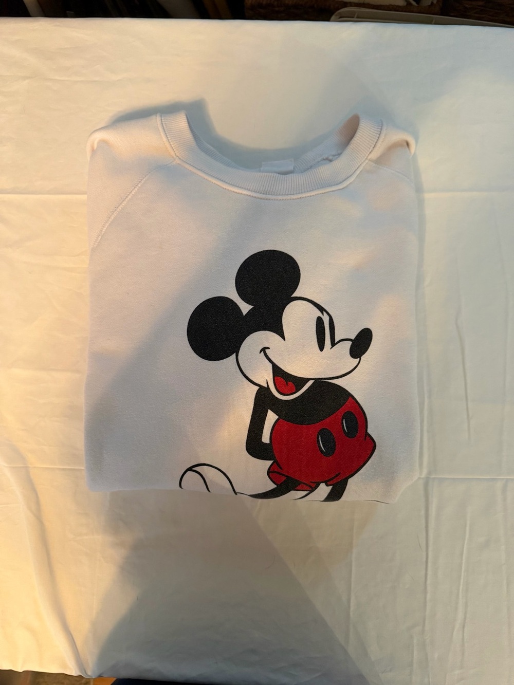 Disney White Sweatshirt with Black and Red Mickey Graphic